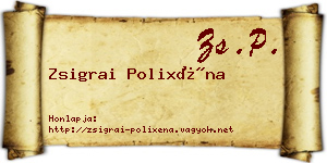 Zsigrai Polixéna névjegykártya